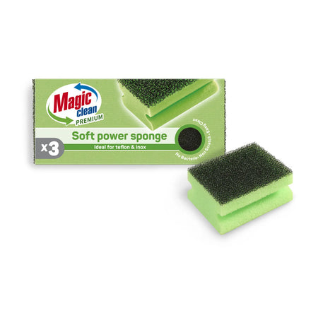 Magic Clean Premium Soft power Schuurspons met grip 3 dlg