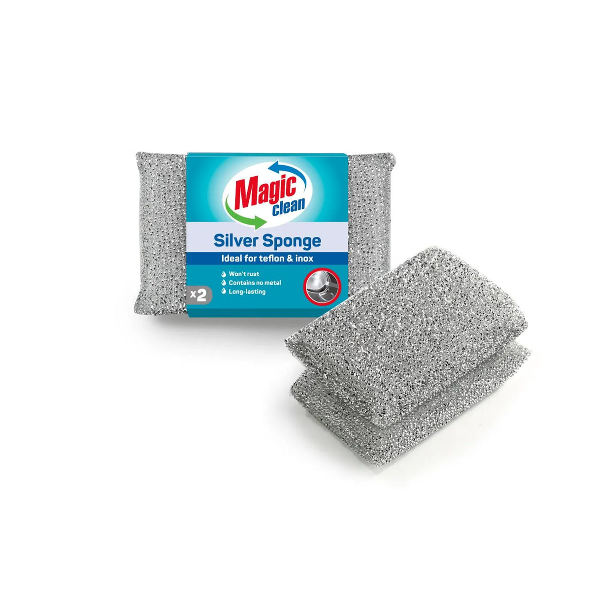 Magic Clean Pannenspons Lurex zilver 2 dlg