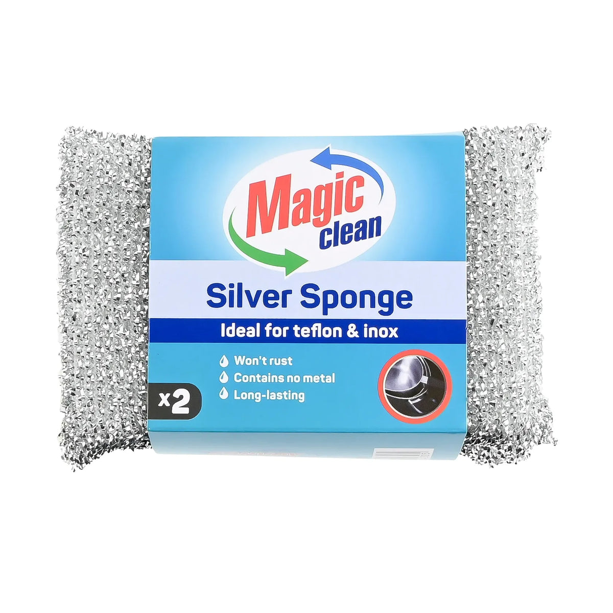 Magic Clean Pannenspons Lurex zilver 2 dlg