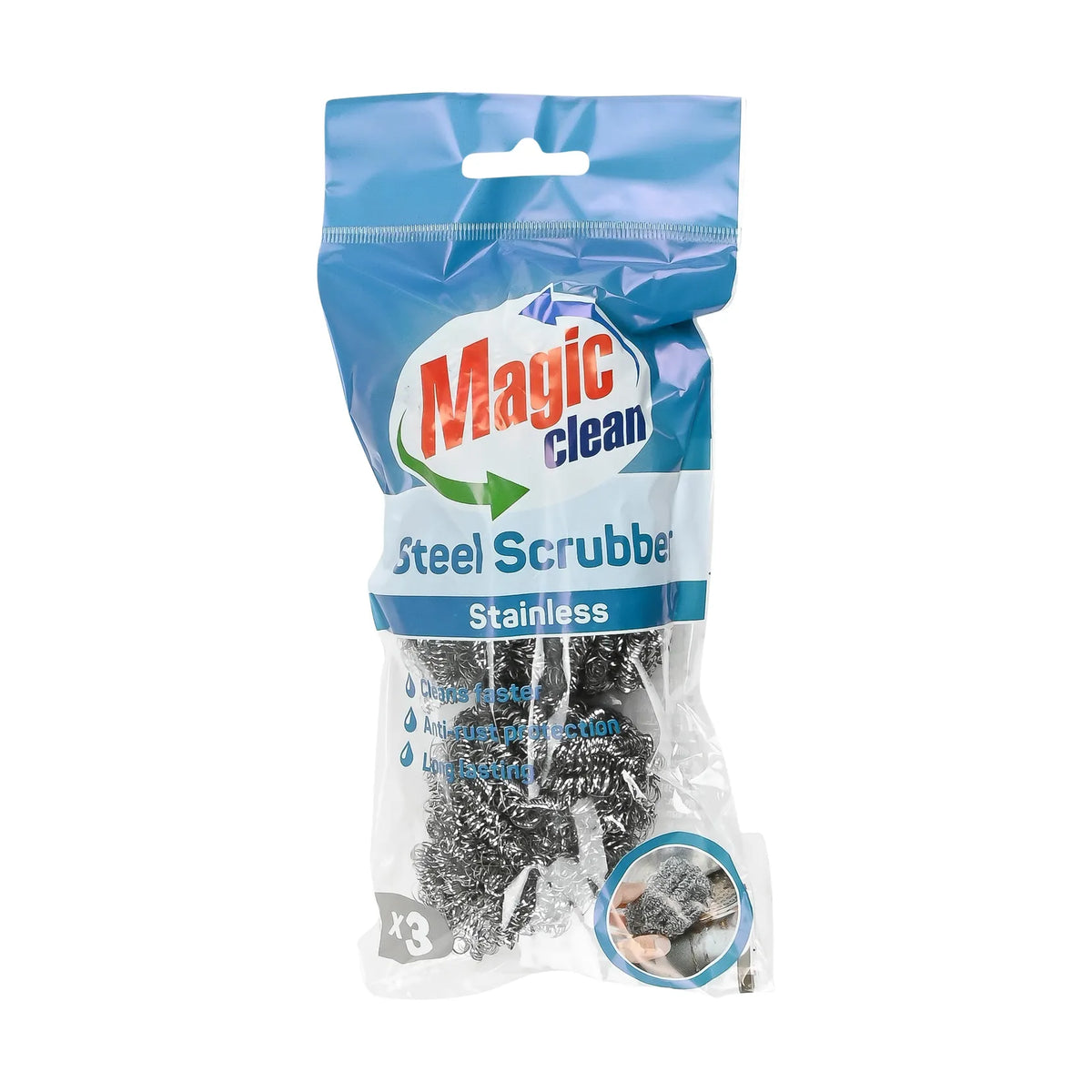 Magic Clean Staalspons roestvrij staal 3 dlg