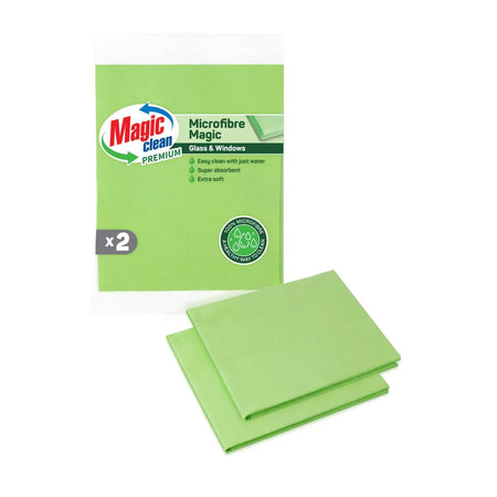 Magic Clean Premium Schoonmaakdoek glas en raam non wooven 30x40cm 2 dlg