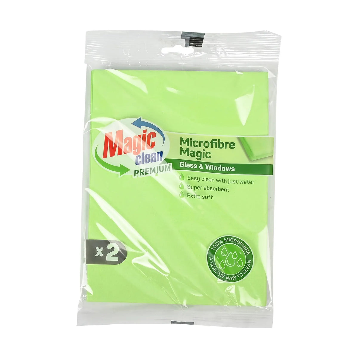 Magic Clean Premium Schoonmaakdoek glas en raam non wooven 30x40cm 2 dlg
