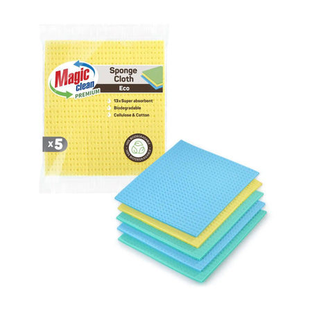 Magic Clean Premium Sponsdoek Eco 18 x 20 cm 5 dlg