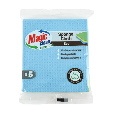 Magic Clean Premium Sponsdoek Eco 18 x 20 cm 5 dlg