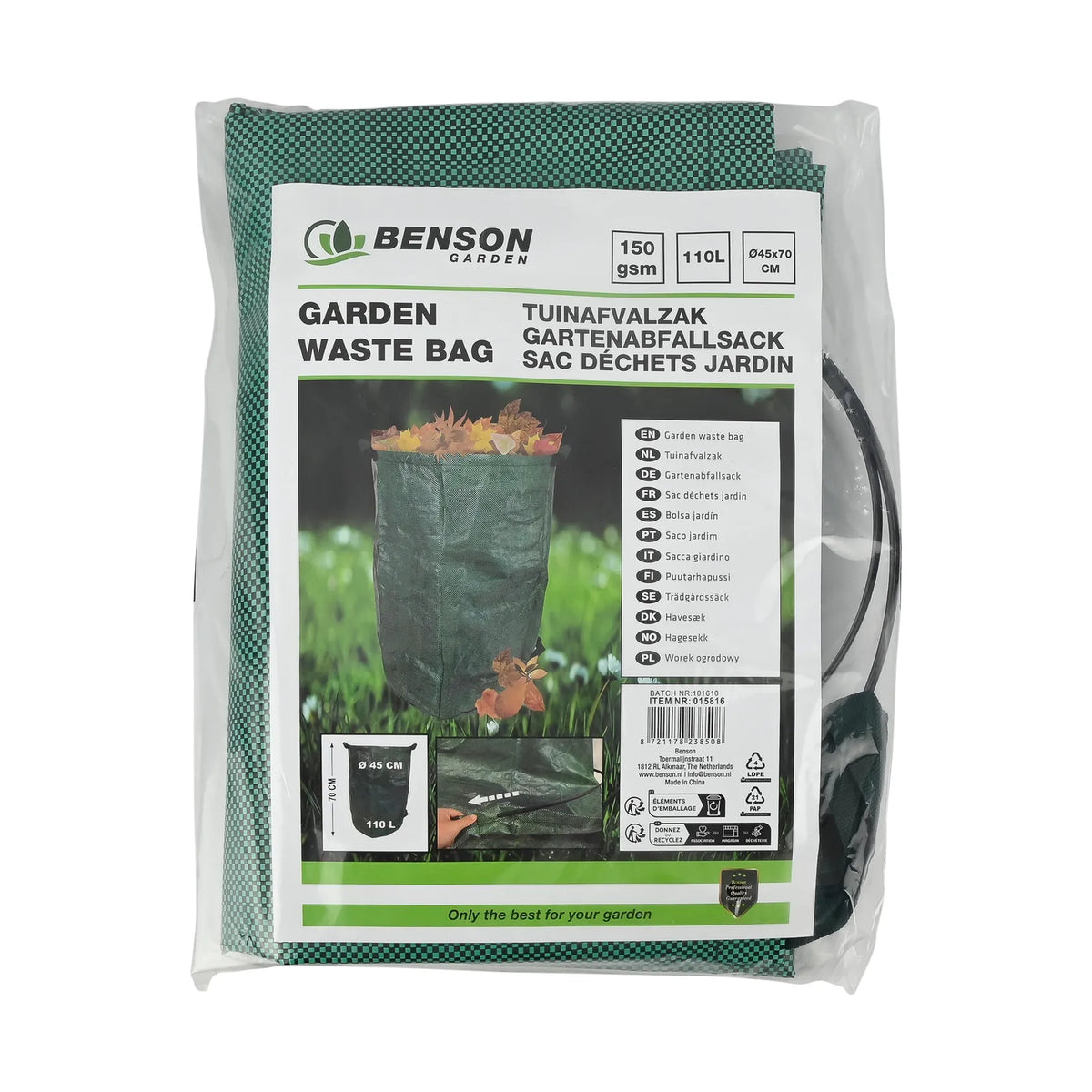 Benson Garden Tuinafvalzak ø45 x 70 cm 110 liter (PP)