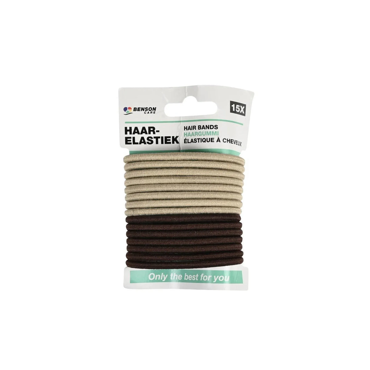 Benson Care Haarelastiek 15 dlg beige / bruin