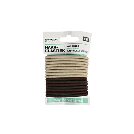 Benson Care Haarelastiek 15 dlg beige / bruin