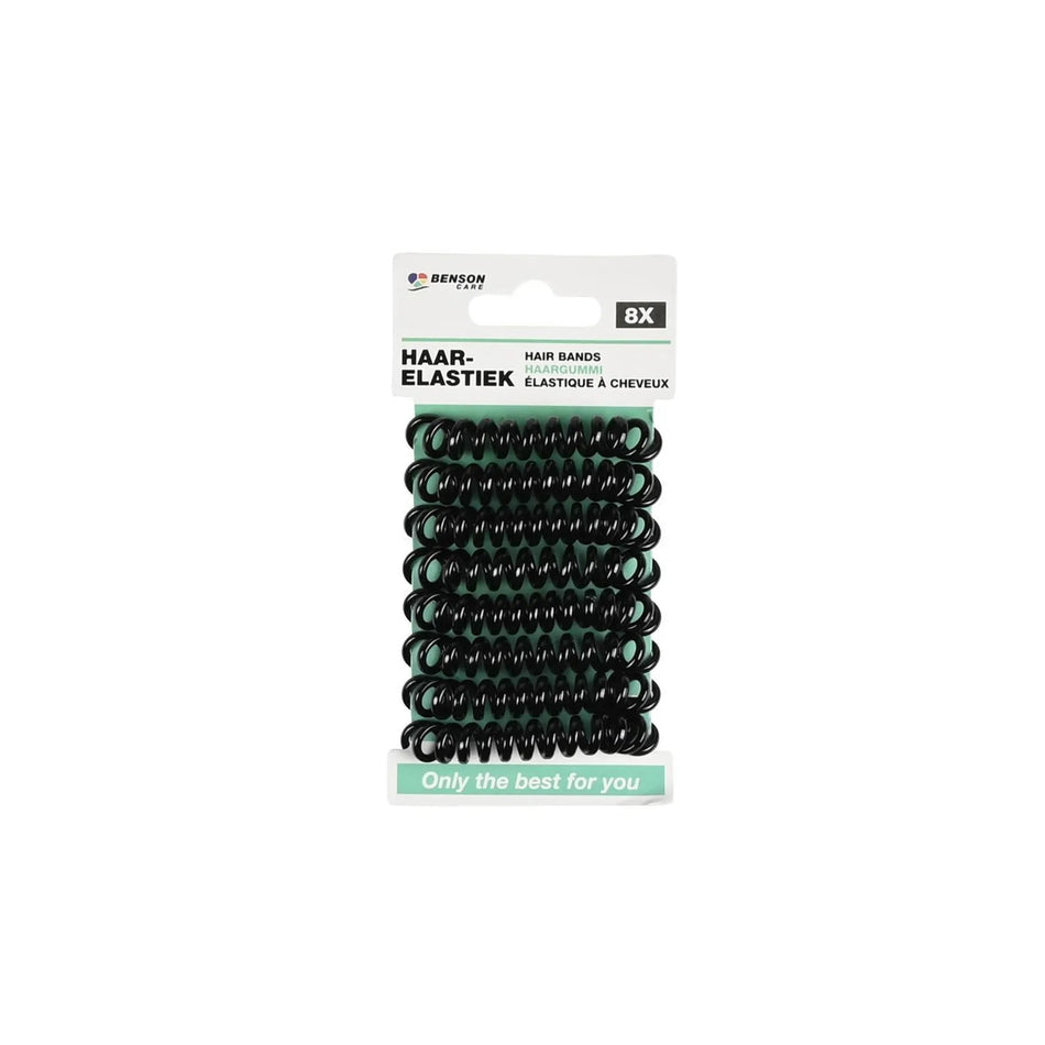Benson Care Haarelastiek kabel 8 dlg zwart